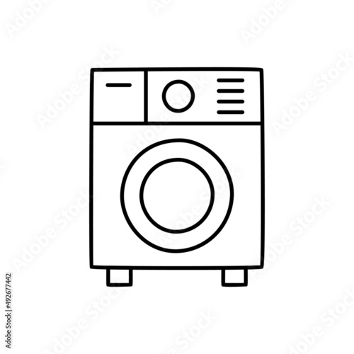 Washing machine Icon in black line style icon, style isolated on white background