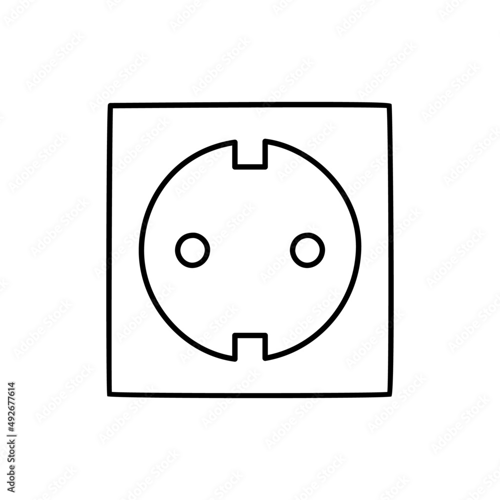 Electric Power Socket icon in black line style icon, style isolated on white background Electric Power Socket icon in black line style icon, style isolated on white background