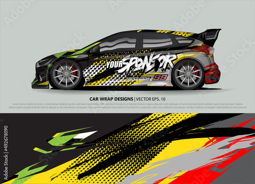 Race car wrap design vector for vehicle vinyl sticker and automotive decal livery 