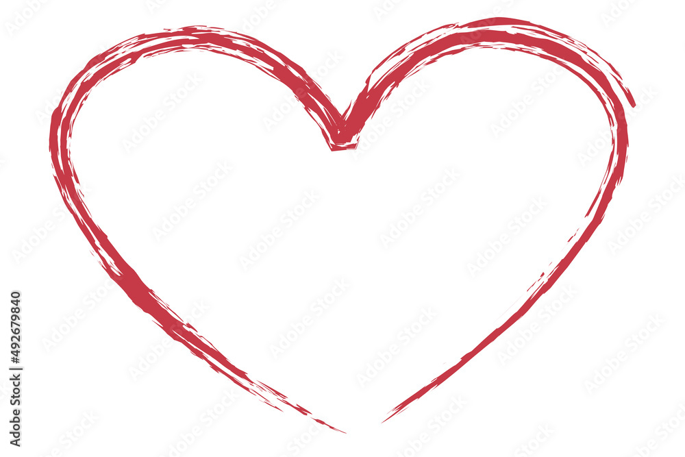 Heart contour vector. Red hand drawn love icon isolated. Paint brush stroke heart icon. Hand drawn vector for love logo, heart symbol, doodle icon and Valentine's day. Painted grunge vector shape Heart contour vector. Red hand drawn love icon isolated. Paint brush stroke heart icon. Hand drawn vector for love logo, heart symbol, doodle icon and Valentine's day. Painted grunge vector shape