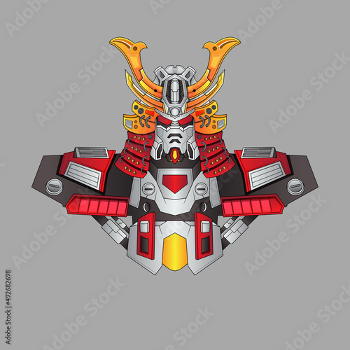 robot mecha warrior Ninja costum design with modern illustration concept style for mascot erfect for T-Shirt Design  Sticker  Poster  Merchandise and E-sport logo