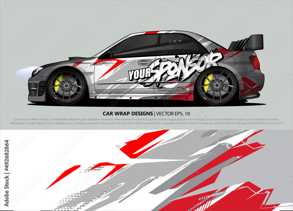 rally car livery design vector. abstract race style background for vehicle vinyl sticker wrap
rally car livery design vector. abstract race style background for vehicle vinyl sticker wrap