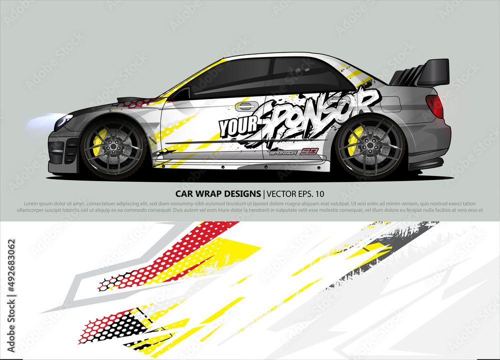 rally car livery design vector. abstract race style background for vehicle vinyl sticker wrap
rally car livery design vector. abstract race style background for vehicle vinyl sticker wrap