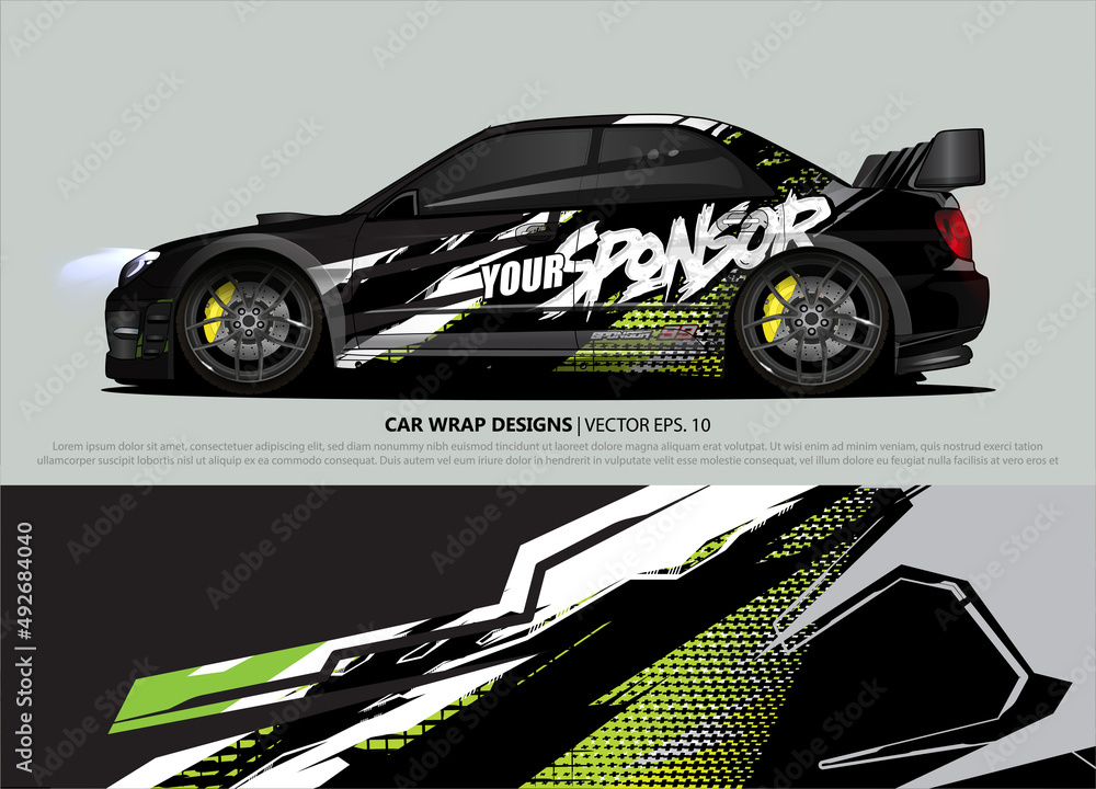 rally car livery design vector. abstract race style background for ...