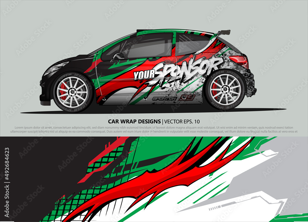 Car wrap decal design vector. abstract Graphic background kit designs for vehicle, race car, rally, livery, sport car Car wrap decal design vector. abstract Graphic background kit designs for vehicle, race car, rally, livery, sport car