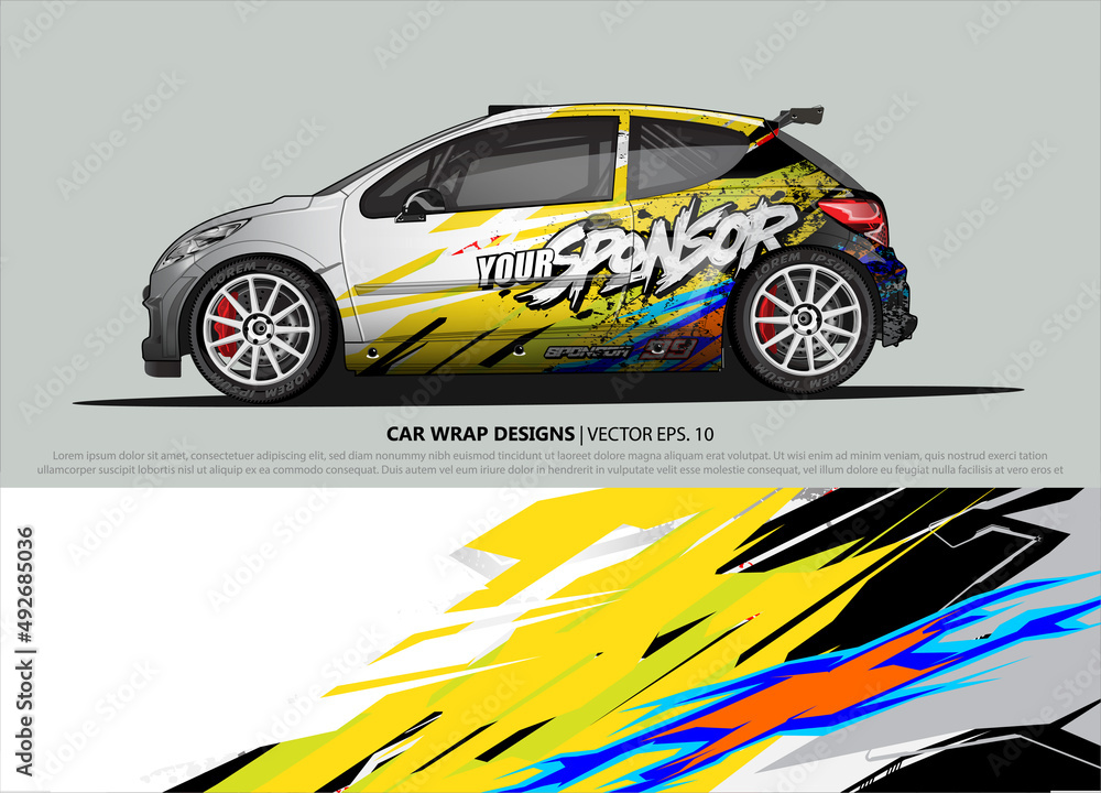 Car wrap decal design vector. abstract Graphic background kit designs for vehicle, race car, rally, livery, sport car Car wrap decal design vector. abstract Graphic background kit designs for vehicle, race car, rally, livery, sport car
