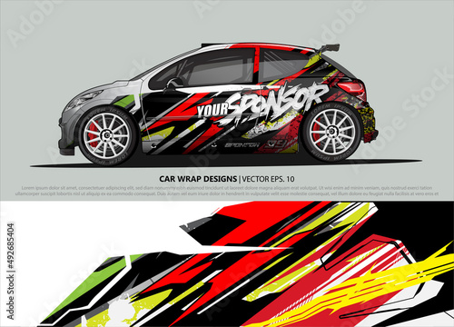 Racing car wrap design vector for vehicle vinyl sticker and automotive decal livery 