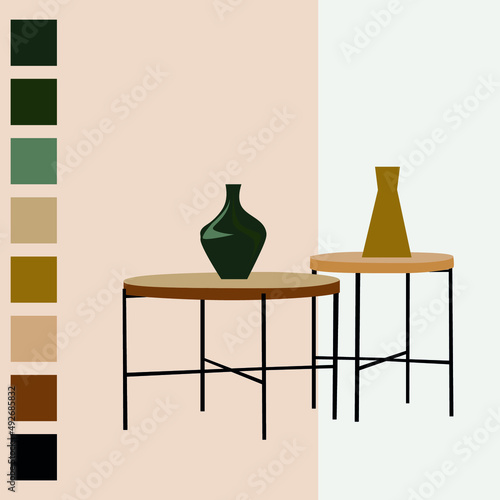 Beautiful table in designer style. Stylish aesthetic table for design and coziness.