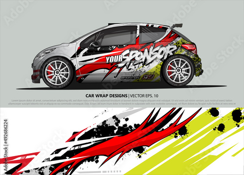 Racing car wrap design vector for vehicle vinyl sticker and automotive decal livery
