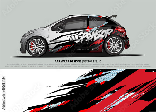 Car wrap decal design vector. abstract Graphic background kit designs for vehicle, race car, rally, livery, sport car