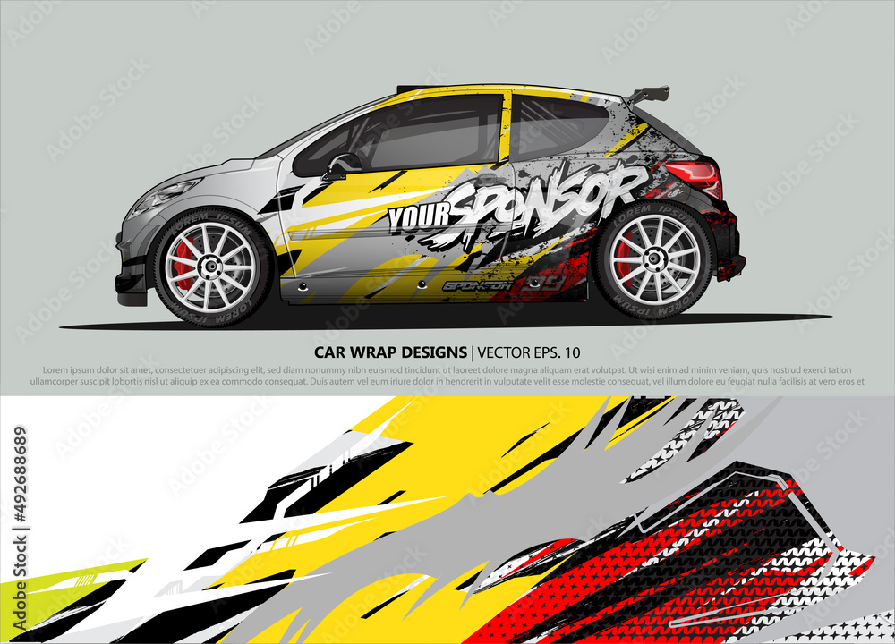 Car wrap decal design vector. abstract Graphic background kit designs for vehicle, race car, rally, livery, sport car Car wrap decal design vector. abstract Graphic background kit designs for vehicle, race car, rally, livery, sport car