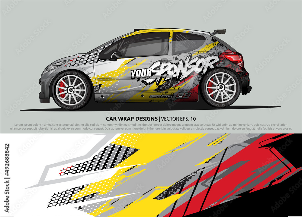 Car wrap decal design vector. abstract Graphic background kit designs for vehicle, race car, rally, livery, sport car Car wrap decal design vector. abstract Graphic background kit designs for vehicle, race car, rally, livery, sport car
