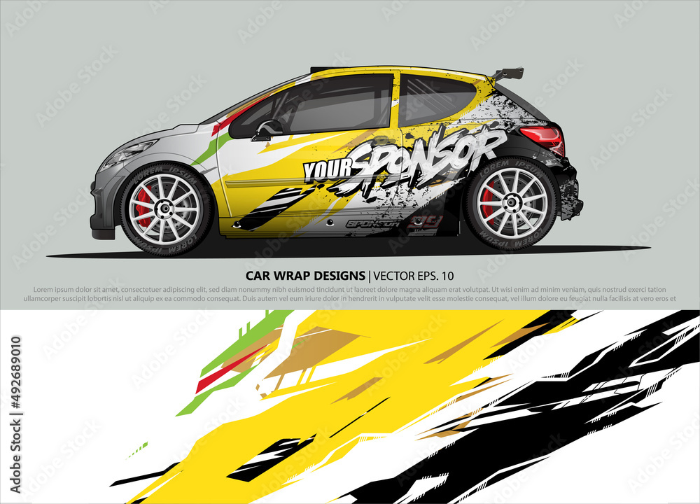 Car wrap decal design vector. abstract Graphic background kit designs for vehicle, race car, rally, livery, sport car Car wrap decal design vector. abstract Graphic background kit designs for vehicle, race car, rally, livery, sport car