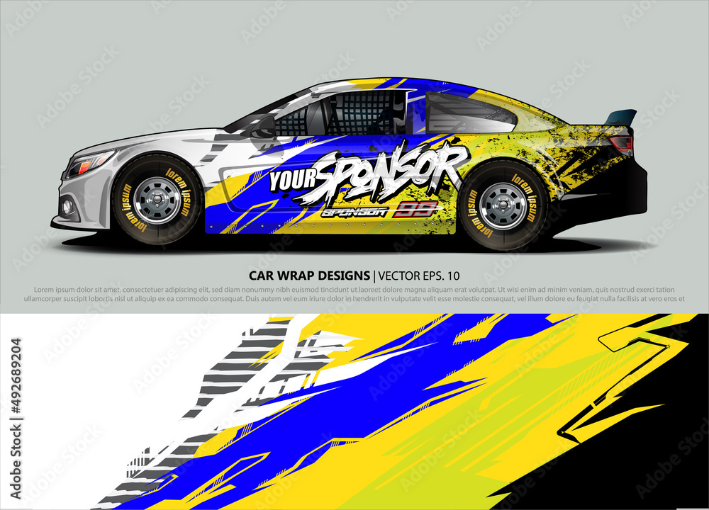 Car wrap decal design vector. abstract Graphic background kit designs for vehicle, race car, rally, livery, sport car Car wrap decal design vector. abstract Graphic background kit designs for vehicle, race car, rally, livery, sport car
