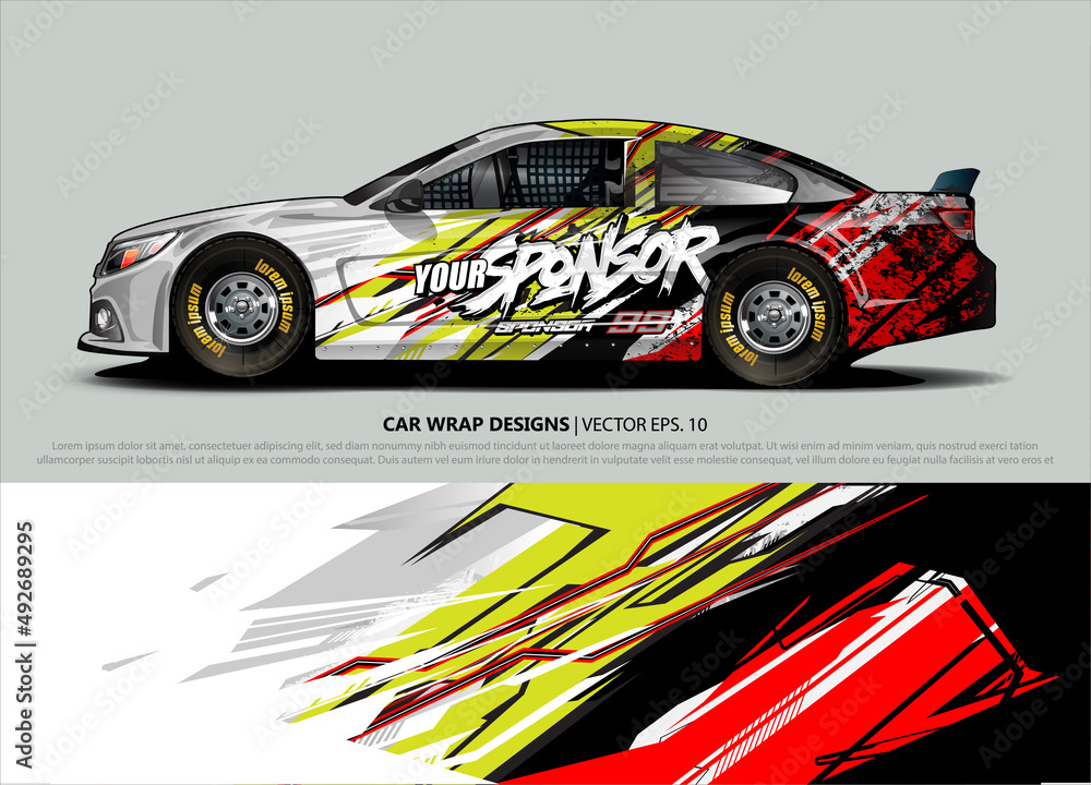 Car wrap decal design vector. abstract Graphic background kit designs for vehicle, race car, rally, livery, sport car Car wrap decal design vector. abstract Graphic background kit designs for vehicle, race car, rally, livery, sport car
