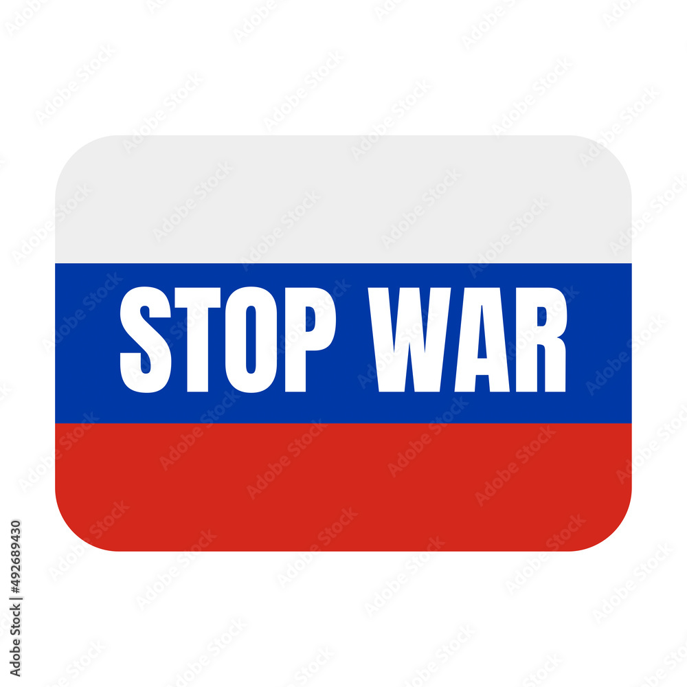 Stop war with russian flag symbol icon Stop war with russian flag symbol icon