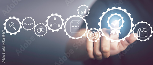 Принти на полотні Certification Assurance Guarantee, ISO certification and standardization concept