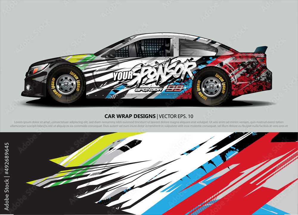 Car wrap decal design vector. abstract Graphic background kit designs for vehicle, race car, rally, livery, sport car Car wrap decal design vector. abstract Graphic background kit designs for vehicle, race car, rally, livery, sport car