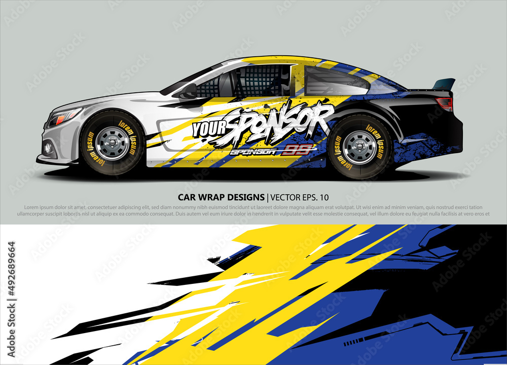 Car wrap decal design vector. abstract Graphic background kit designs for vehicle, race car, rally, livery, sport car Car wrap decal design vector. abstract Graphic background kit designs for vehicle, race car, rally, livery, sport car