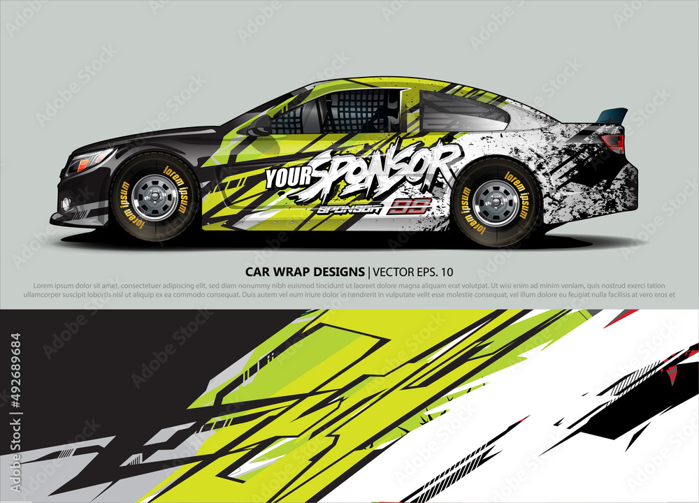 Car wrap decal design vector. abstract Graphic background kit designs for vehicle, race car, rally, livery, sport car Car wrap decal design vector. abstract Graphic background kit designs for vehicle, race car, rally, livery, sport car