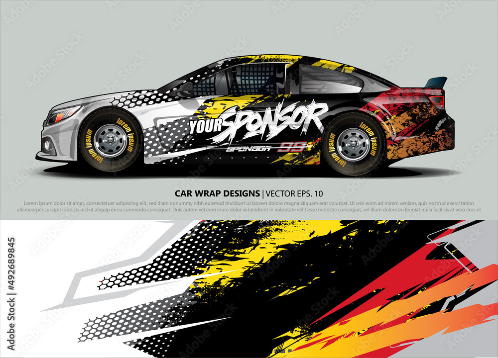 Car wrap decal design vector. abstract Graphic background kit designs for vehicle, race car, rally, livery, sport car Car wrap decal design vector. abstract Graphic background kit designs for vehicle, race car, rally, livery, sport car
