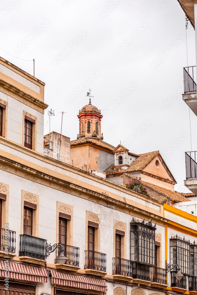 Street scene with traditional Andalucian architecture in Cordoba, Spain