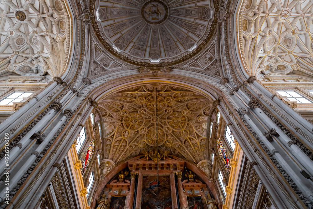 Fototapeta premium Interior view and decorative detail from the magnificent Mosque of Cordoba