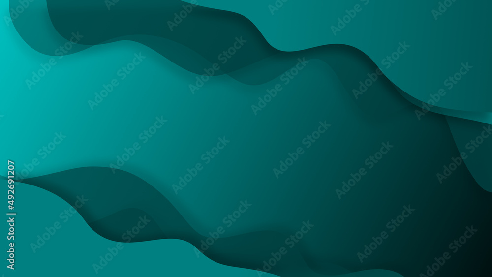 Waves gradient abstract background on the left and right corner of emerald green colors of 2022 year concept with smooth movement and copy space