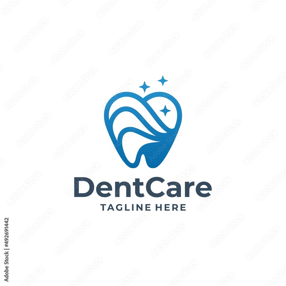 Fototapeta premium Dental Care logo design, medical clinic vector illustration