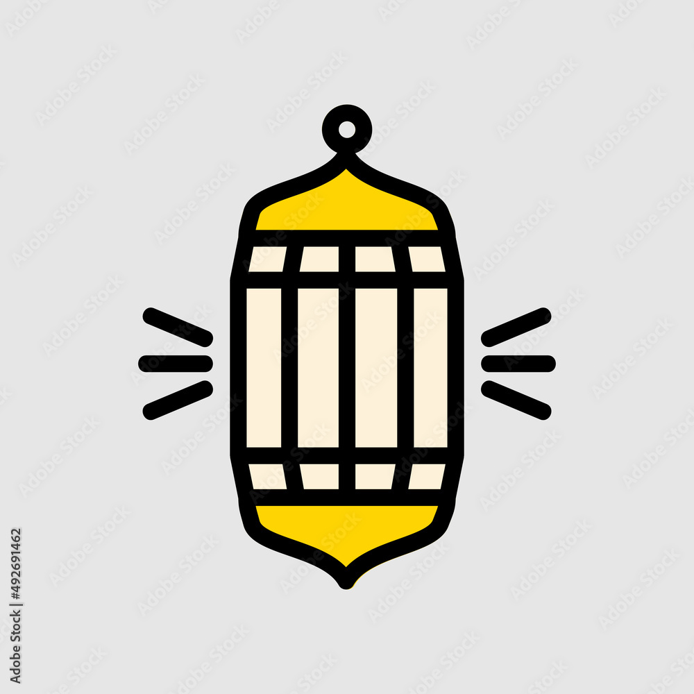 Lamp icon in filled line style about ramadan, use for website mobile app presentation Lamp icon in filled line style about ramadan, use for website mobile app presentation