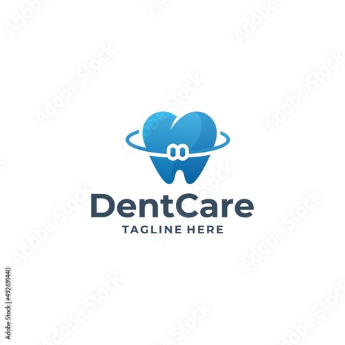 Fototapeta Naklejka Na Ścianę i Meble -  Dental Care logo design, medical clinic vector illustration