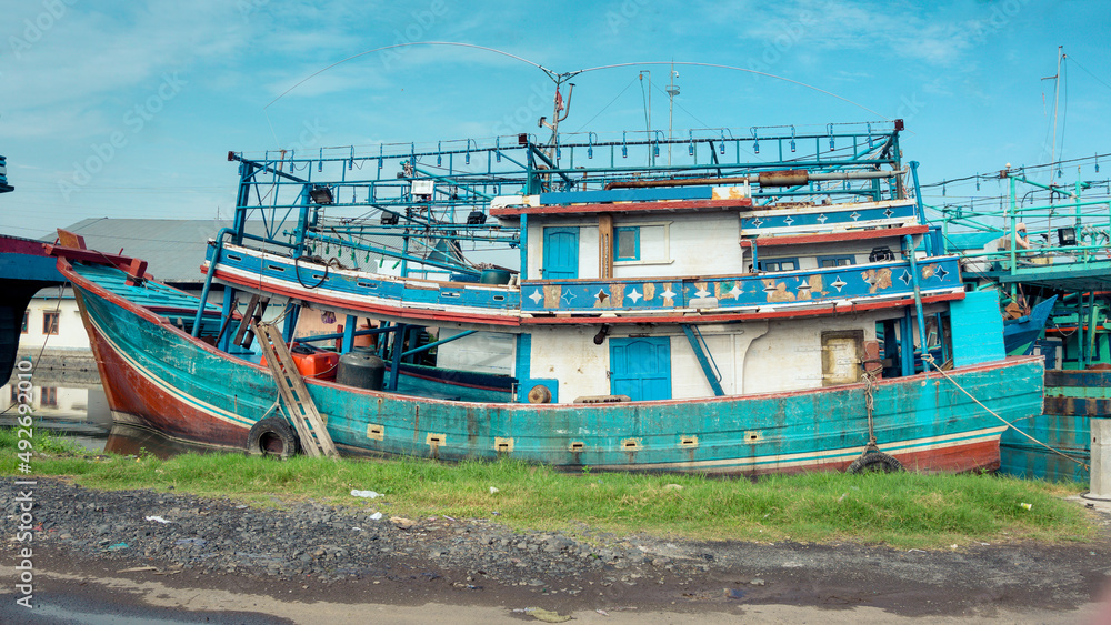 Ships are docked at the port city of Tegal, Central Java, on the morning of March 2, 2022.