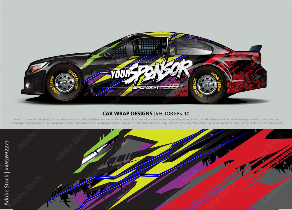 Car wrap decal design vector. abstract Graphic background kit designs for vehicle, race car, rally, livery, sport car Car wrap decal design vector. abstract Graphic background kit designs for vehicle, race car, rally, livery, sport car
