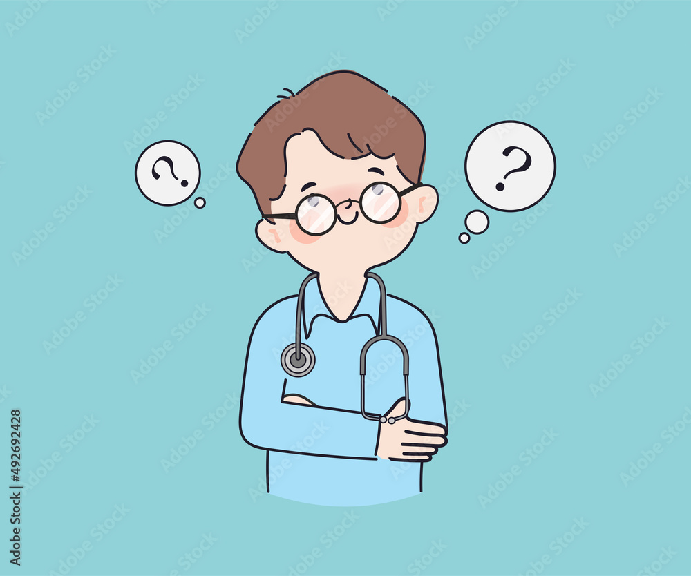 Hand drawn doctor answer the questions clipart gesture character. Hand drawn doctor answer the questions clipart gesture character.