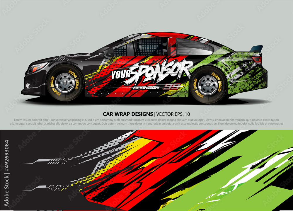 Car wrap decal design vector. abstract Graphic background kit designs for vehicle, race car, rally, livery, sport car
Car wrap decal design vector. abstract Graphic background kit designs for vehicle, race car, rally, livery, sport car
