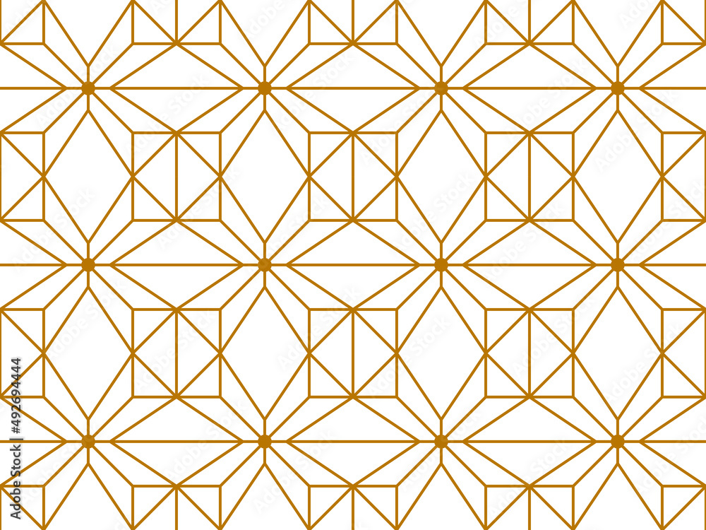 Geometric cross with a circular dot a the center in a 3d effect repeating grid pattern in gold color on a white background, vector illustration Geometric cross with a circular dot a the center in a 3d effect repeating grid pattern in gold color on a white background, vector illustration