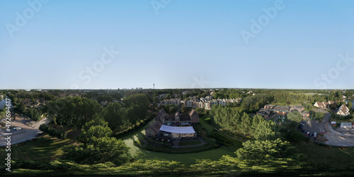 Photos Vue du ciel à Villeneuve d'Ascq, près du château de Flers, du stadium et des lacs, dans les Hauts-de-France dans le département du  Nord