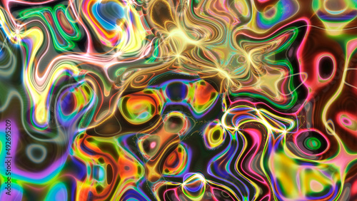 Abstract multicolored glowing liquid background.