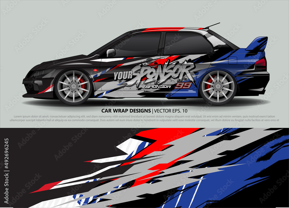 Racing car wrap design vector for vehicle vinyl sticker and automotive decal livery Racing car wrap design vector for vehicle vinyl sticker and automotive decal livery