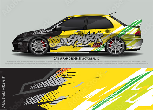 car wrap design. simple lines with abstract background vector concept for vehicle vinyl wrap and automotive decal livery 