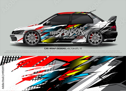 car wrap design. simple lines with abstract background vector concept for vehicle vinyl wrap and automotive decal livery  © talentelfino