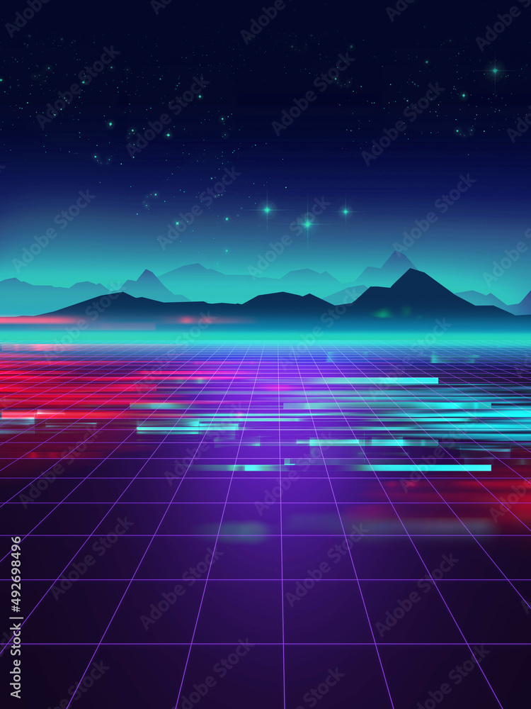 cyberpunk landscape with technology elements 3d illustration