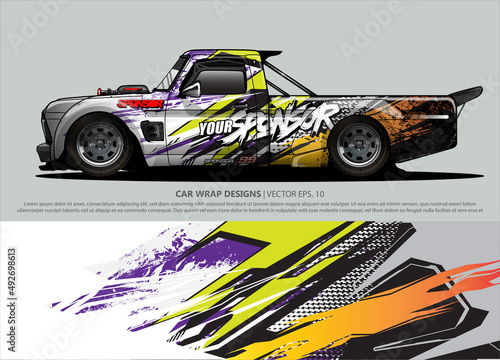 car wrap design. simple lines with abstract background vector concept for vehicle vinyl wrap and automotive decal livery