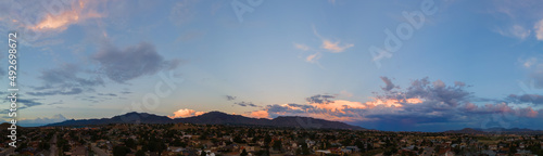 Obraz na plátně Mt Franklin El Paso Tx at Sunset with Thunderstorm over the City
