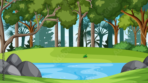 Scene with river in forest