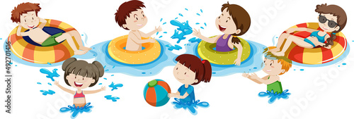 A set of children and beach activities