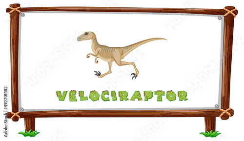 Frame template with dinosaurs and text velociraptor design inside