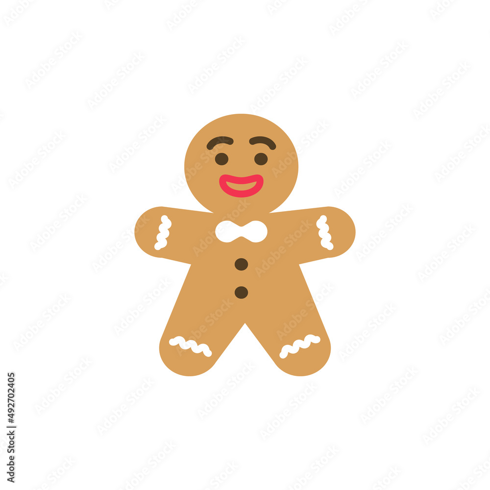 Cute cartoon gingerbread cookie flat design elements, Icon, Vector, Illustration. Cute cartoon gingerbread cookie flat design elements, Icon, Vector, Illustration.