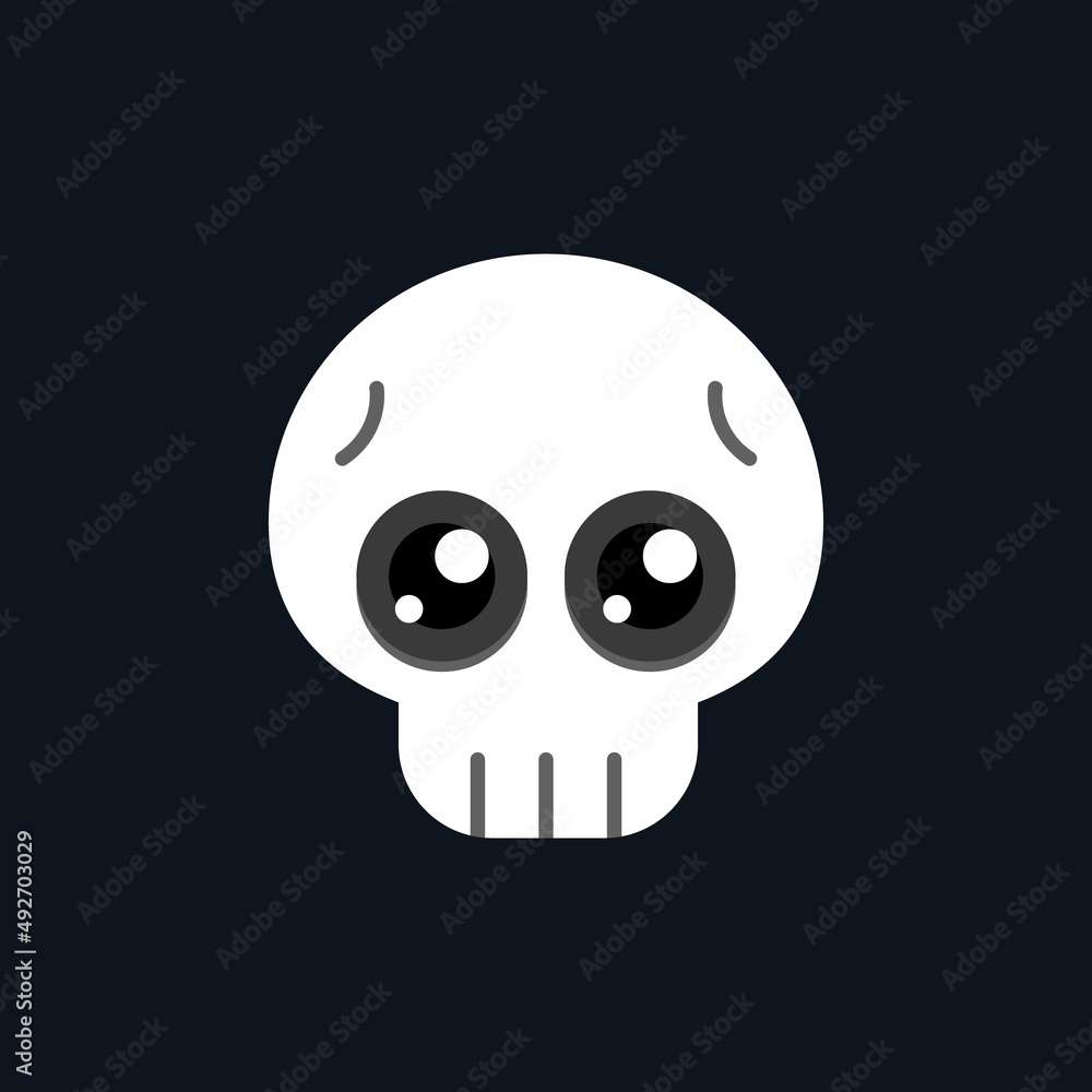 Cute skull cartoon flat design elements, Vector and Illustration.