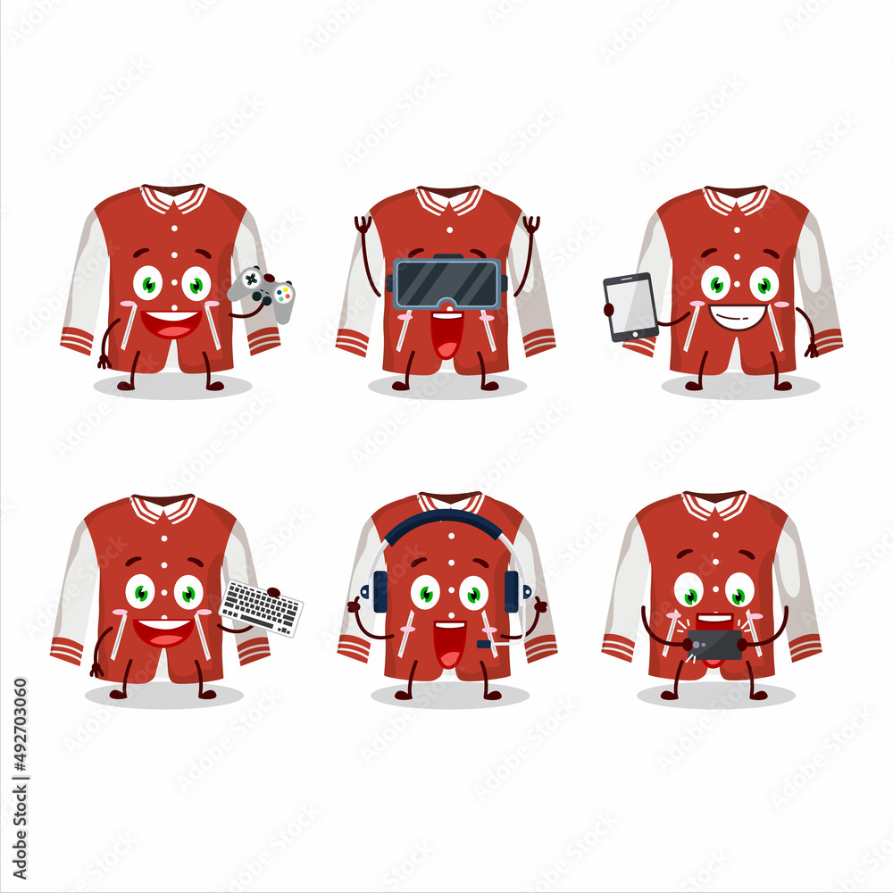 Red baseball jacket cartoon character 